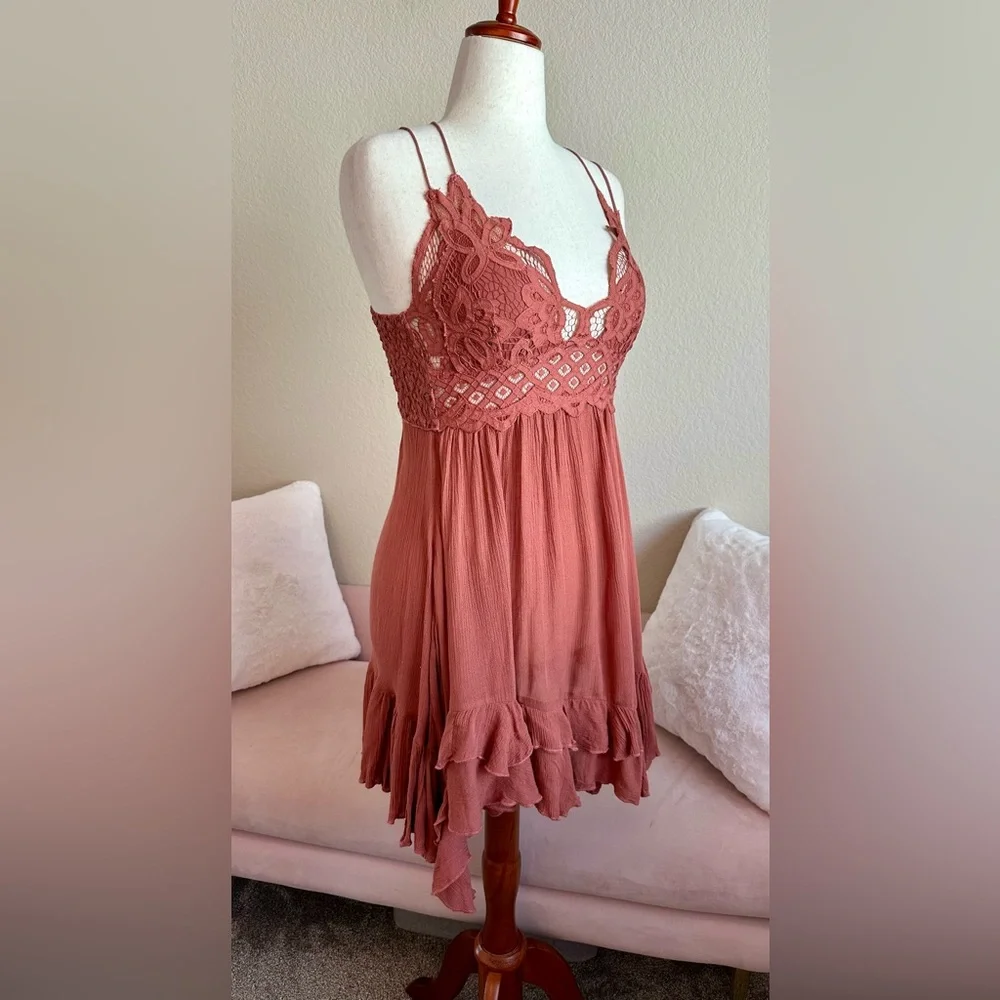 Free People FP One Adella Slip Dress Women’s Large Rust Orange Festival Boho - Picture 3 of 15